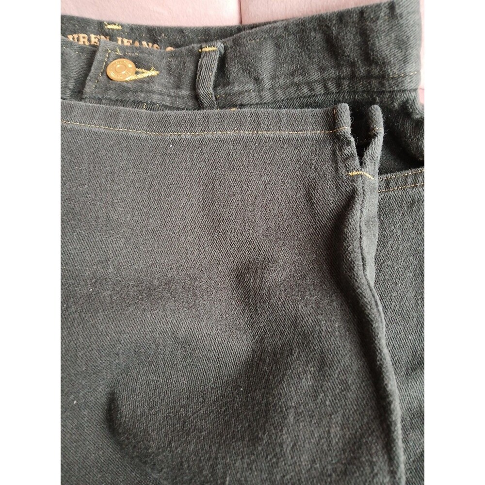 Lauren Jeans Co. Ralph Lauren Black Straight-Skinny Gold Stitch/Button Size 4 - Picture 14 of 16